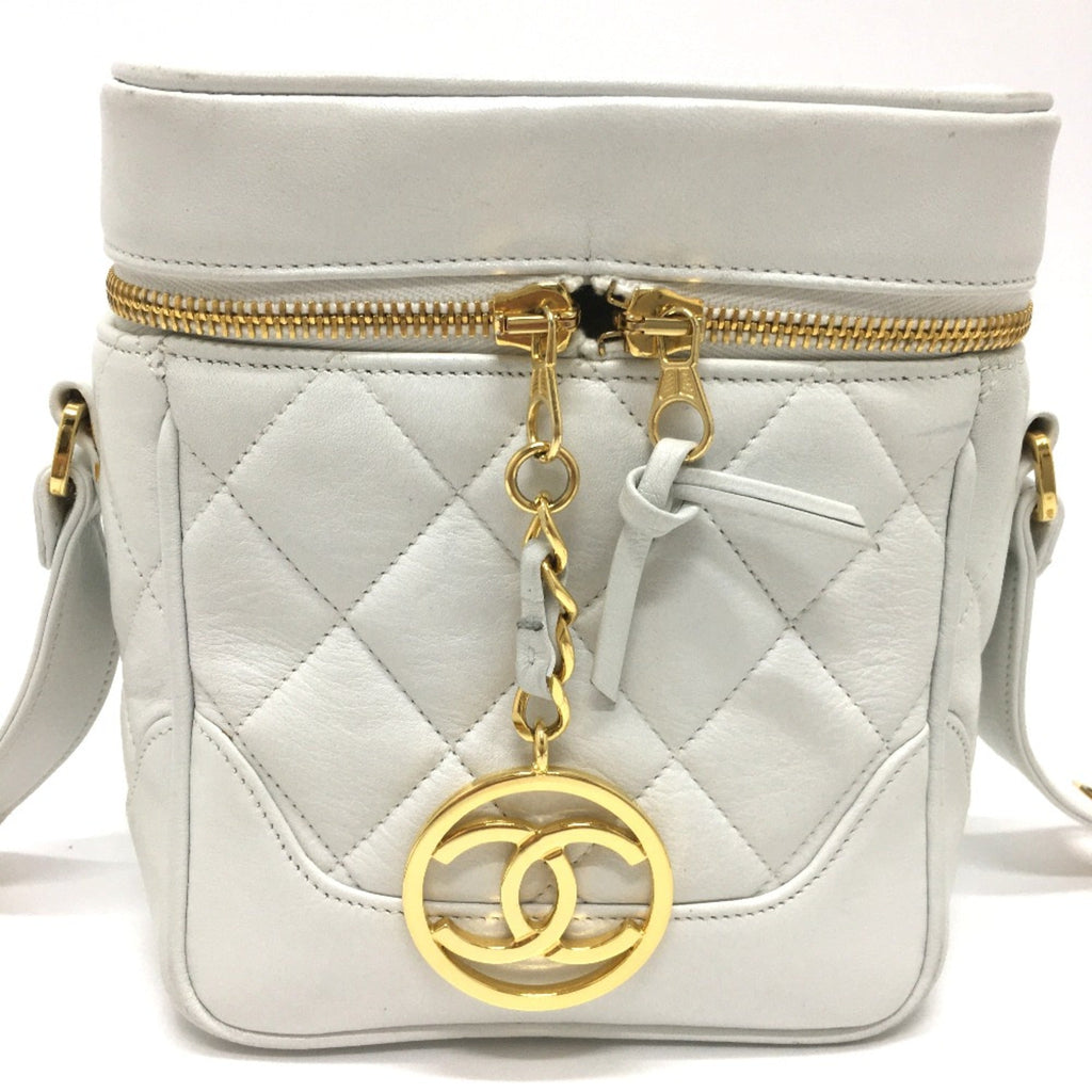 Chanel White Leather Shoulder Bag