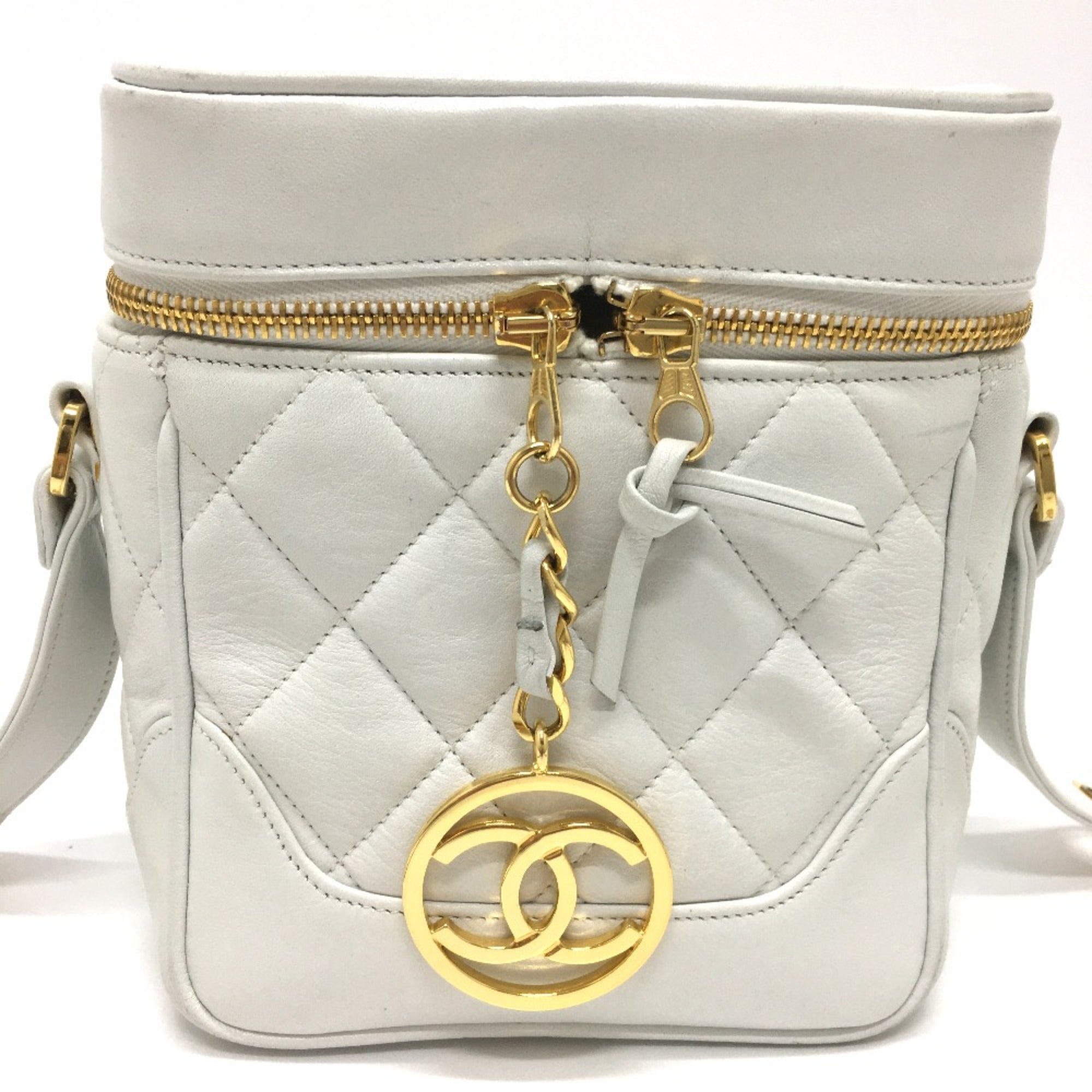 Chanel White Leather Shoulder Bag