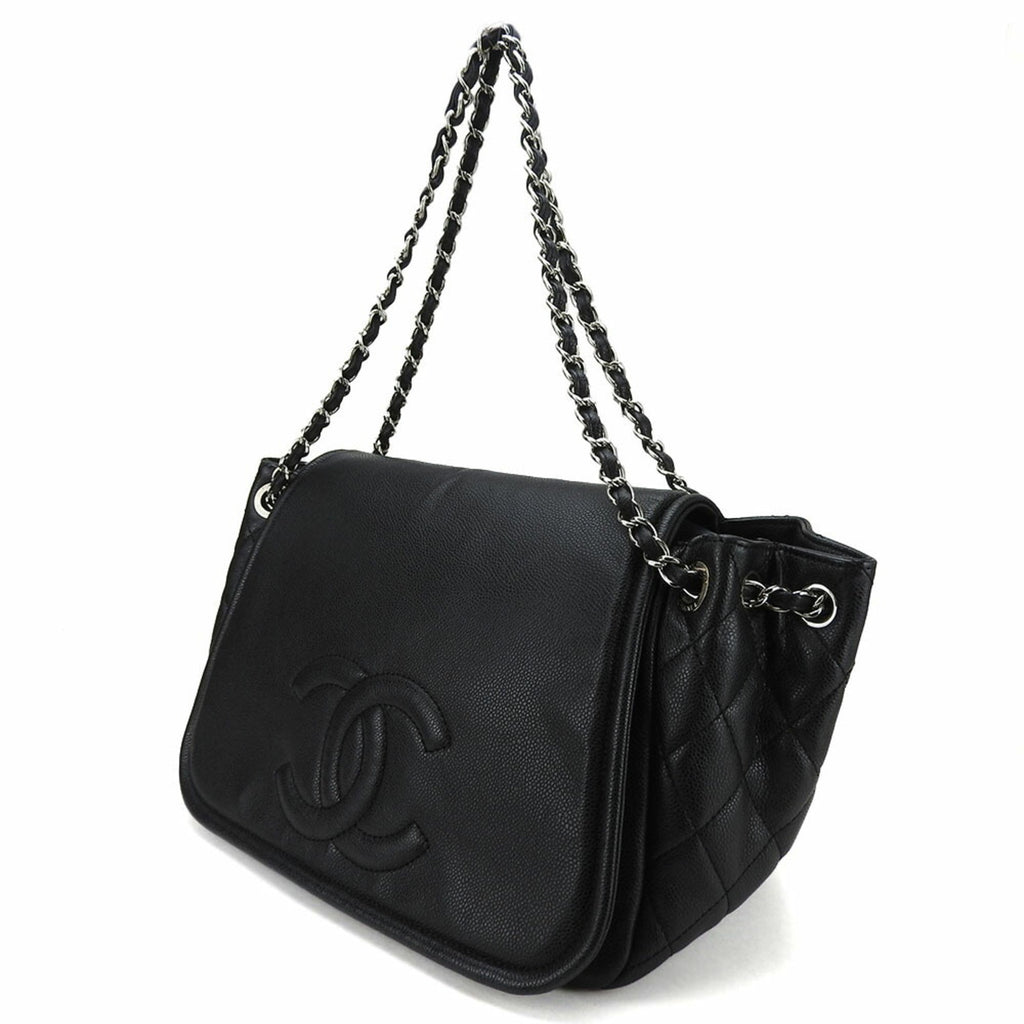 Chanel Black Grained Calfskin Shoulder Bag