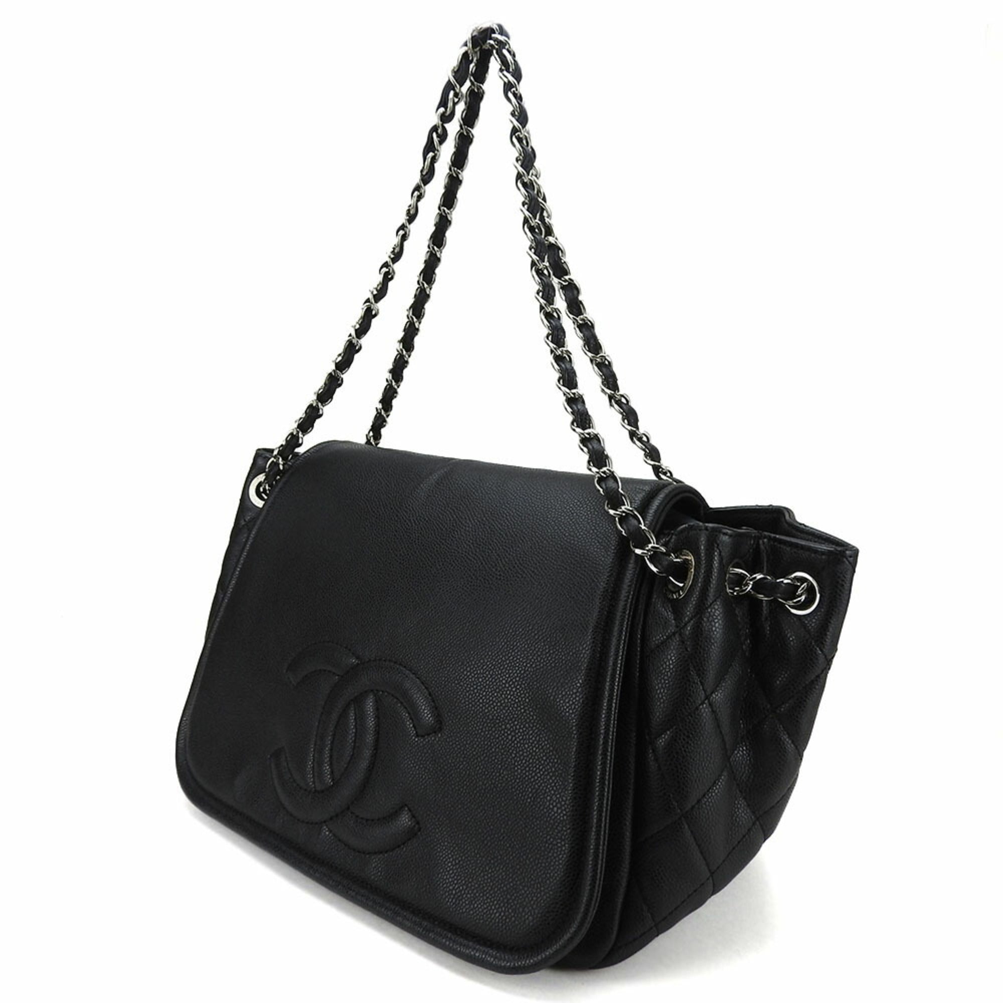Chanel Black Grained Calfskin Shoulder Bag