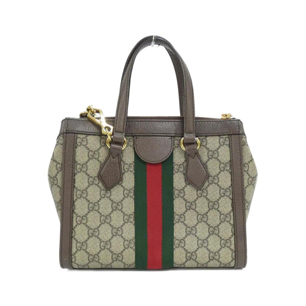 Gucci Beige Brown Gg Supreme Canvas Leather Handbag (Pre-Owned)