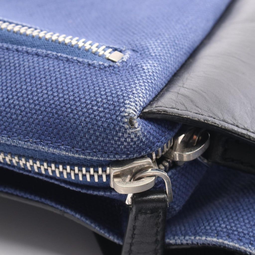 Balenciaga Black Navy Canvas Leather Fanny Pack
