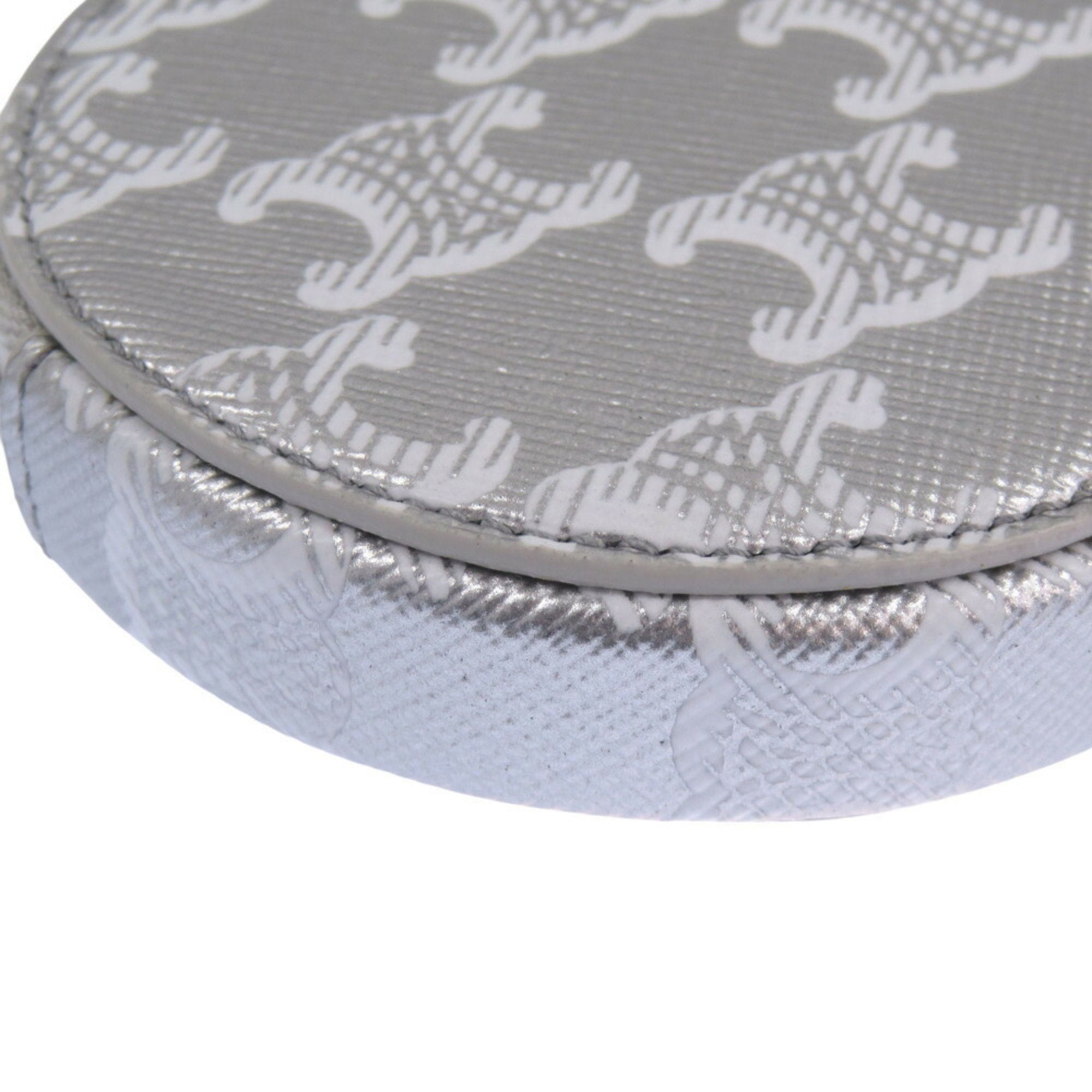 Celine Silver White Leather Coin Purse/Coin Case