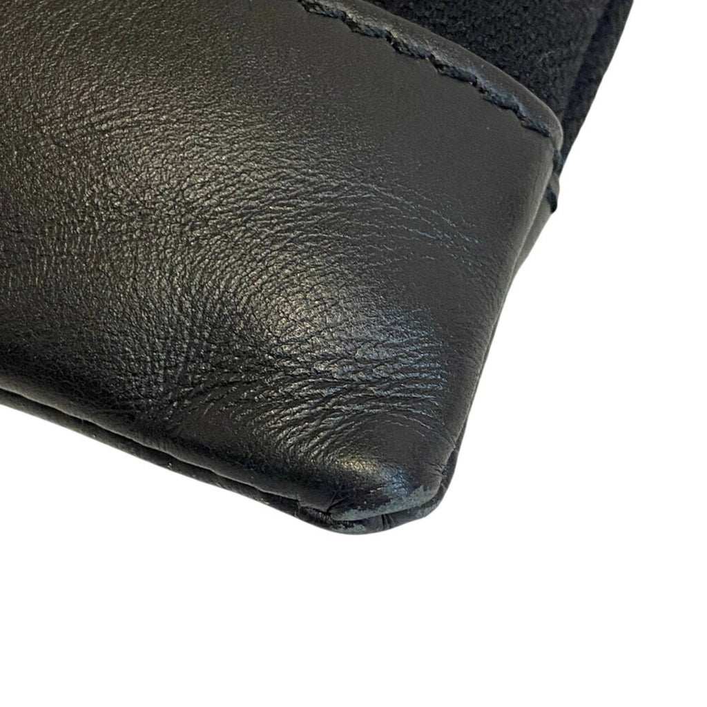 Balenciaga Black Leather Canvas Clutch