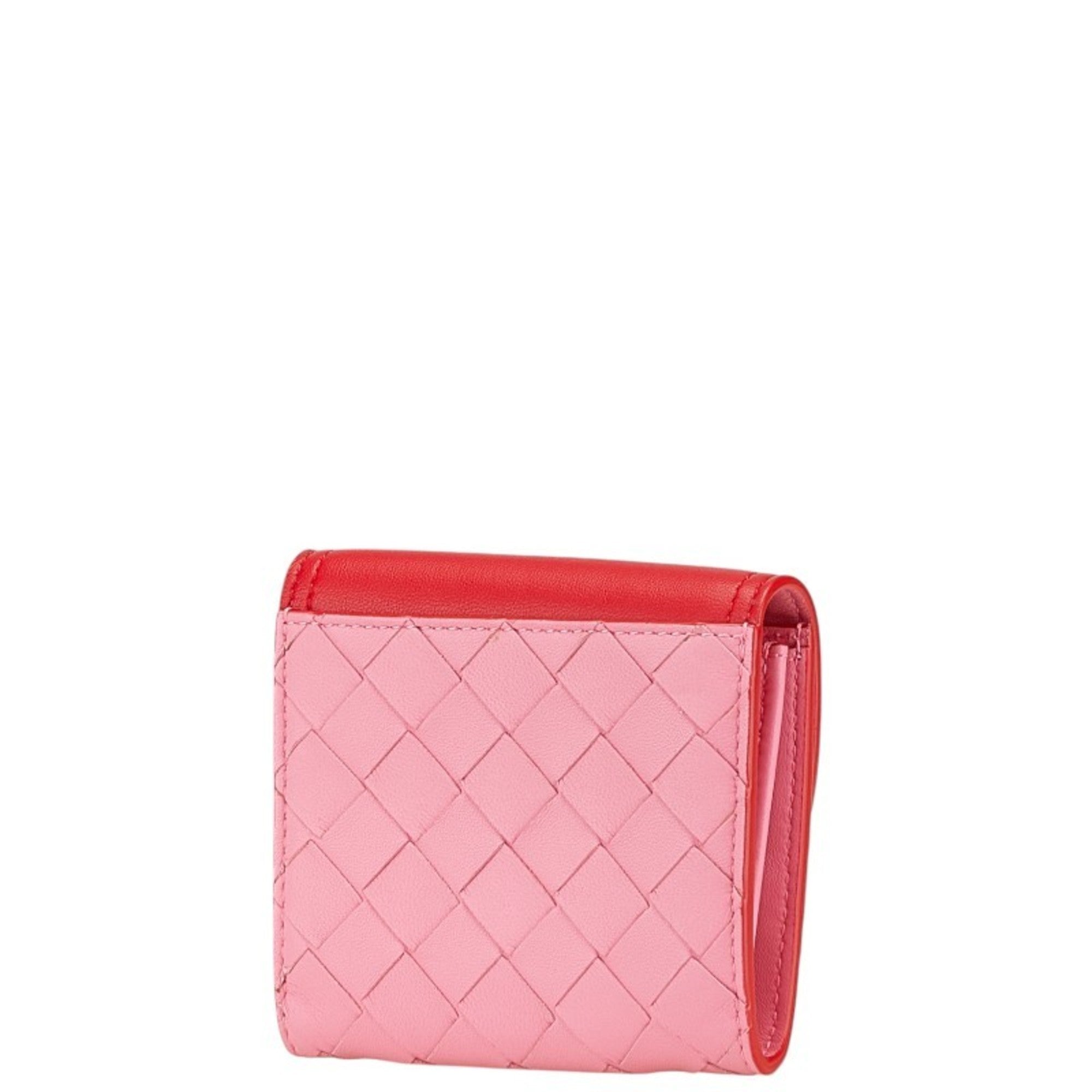 Bottega Veneta Pink Red Color Leather Wallet (Bi-Fold)