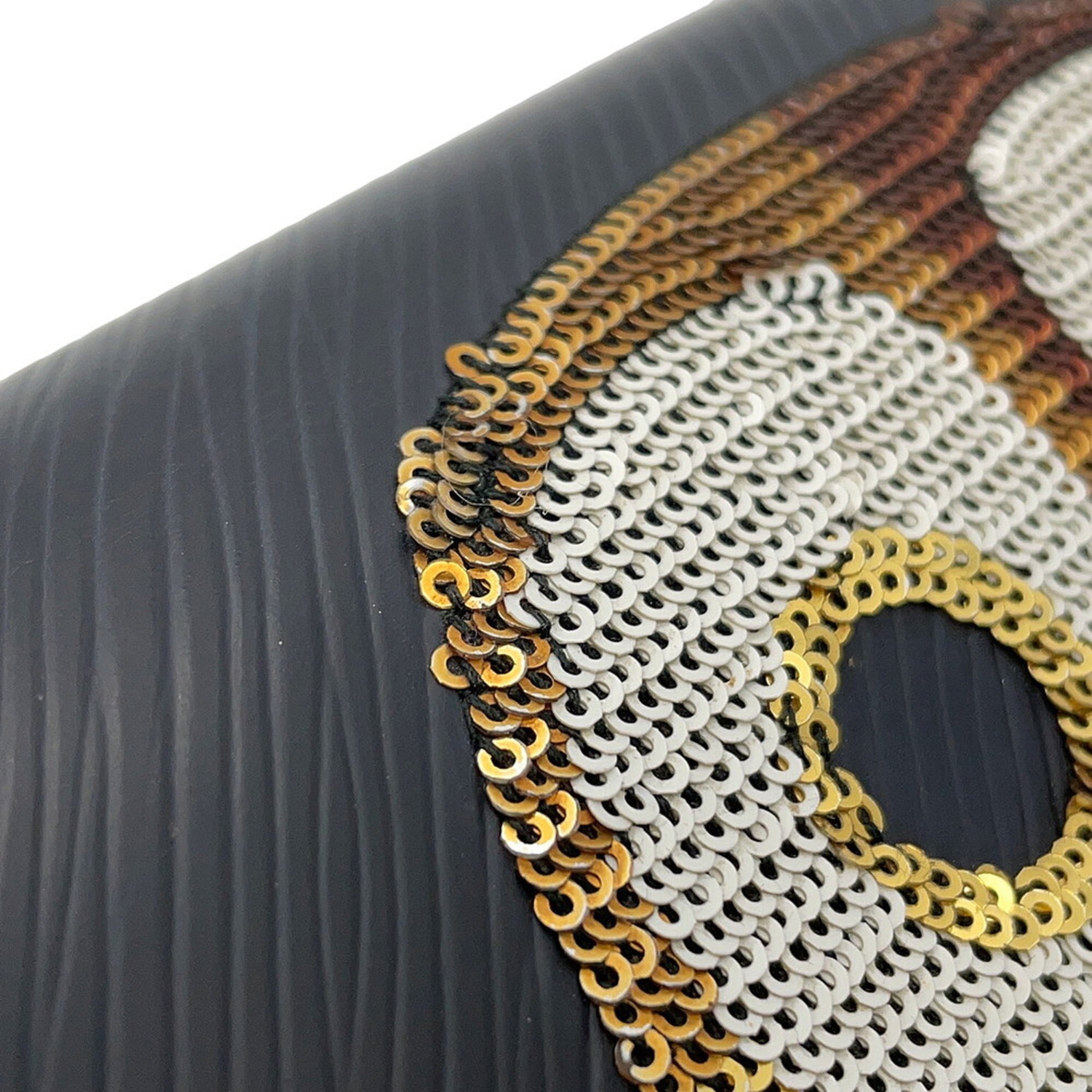 Louis Vuitton Black Noir Spangles Epi Leather Chain/Shoulder Wallet
