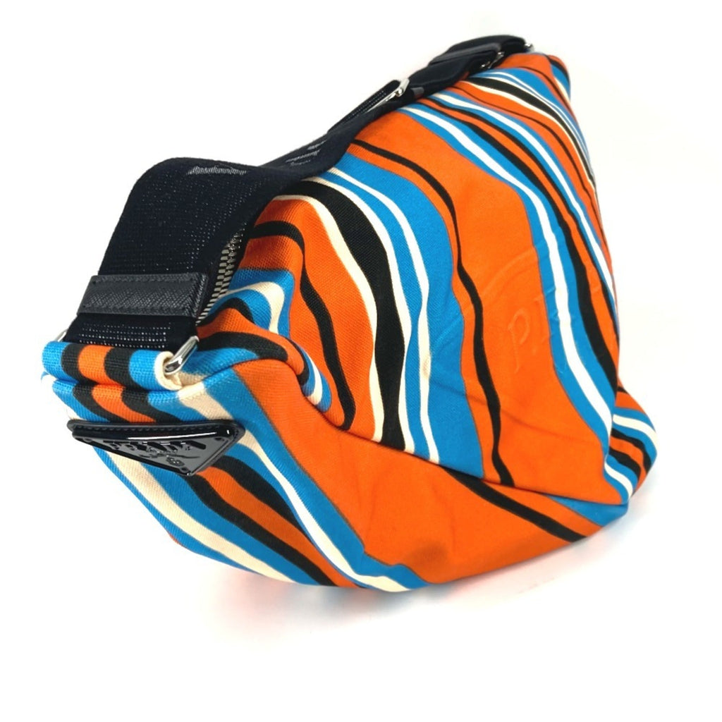 Prada Black Blue Orange Canvas Shoulder Bag Sling Bag