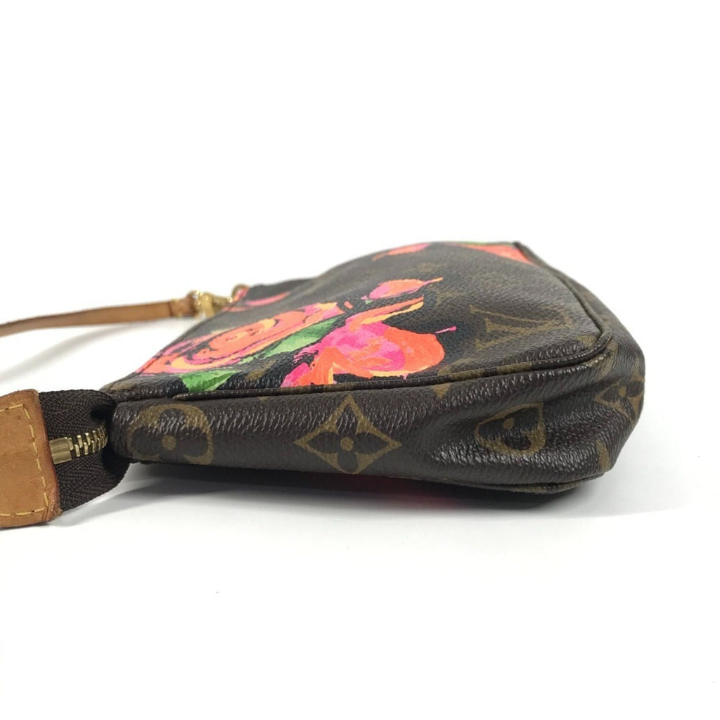 Louis Vuitton Brown Pink Rose Monogram Rose Canvas Handbag Pouch Shoulder Bag