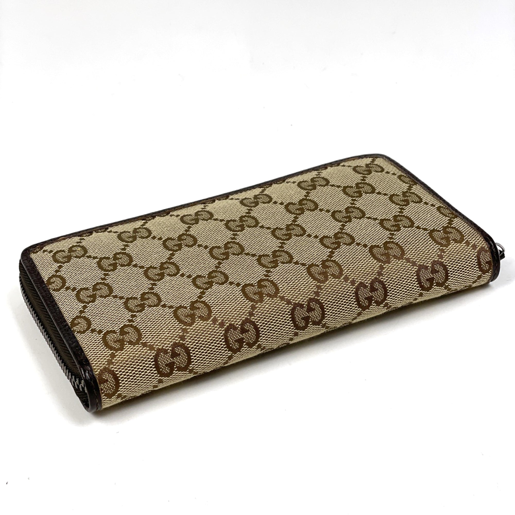 Gucci Brown Gg Canvas Leather Long Wallet (Bi-Fold) (Pre-Owned)