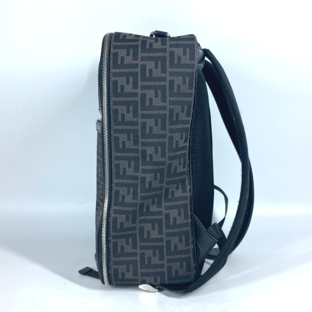 Fendi Black Gray Canvas Leather Backpack