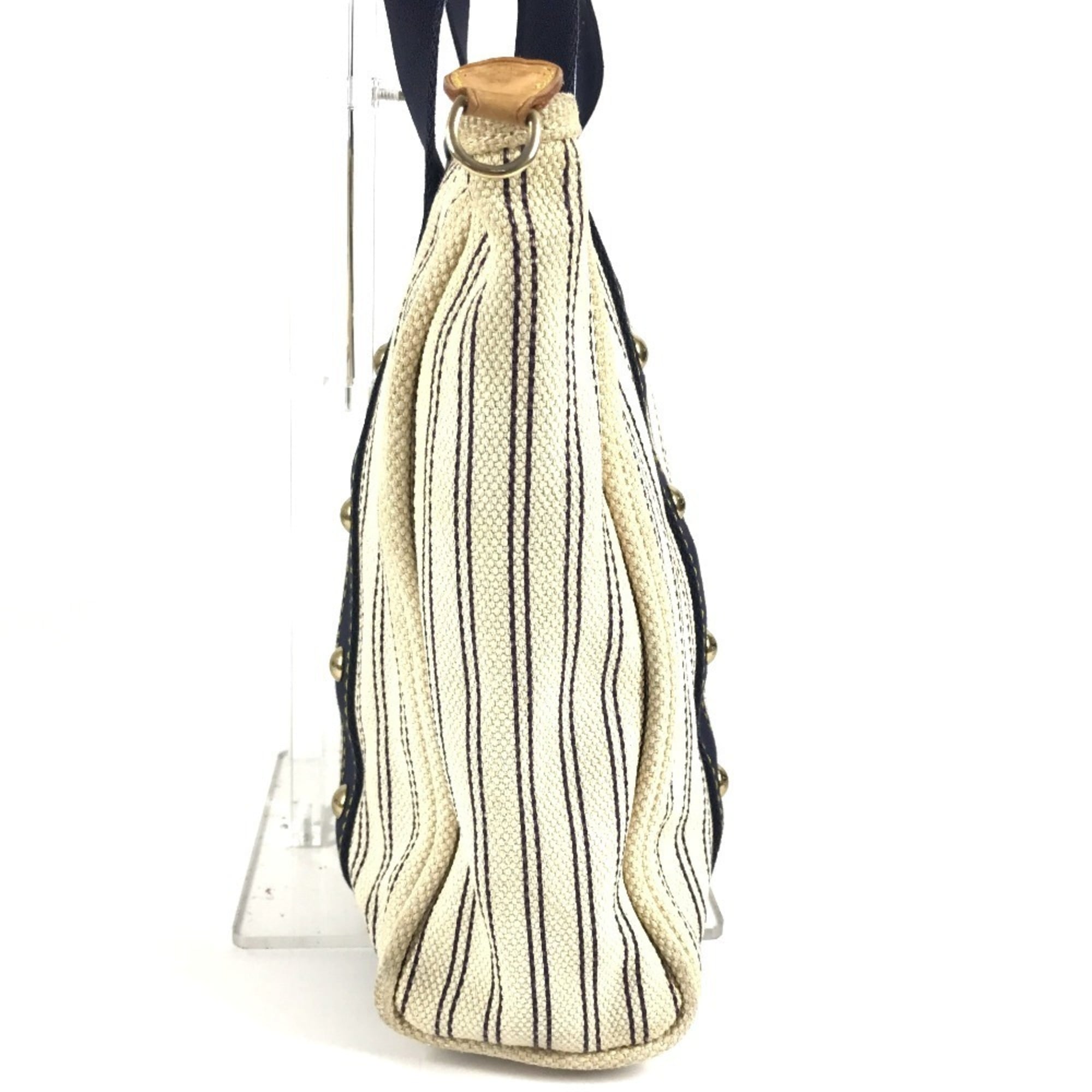 Louis Vuitton Ivory Navy Canvas Shoulder Bag Tote Bag