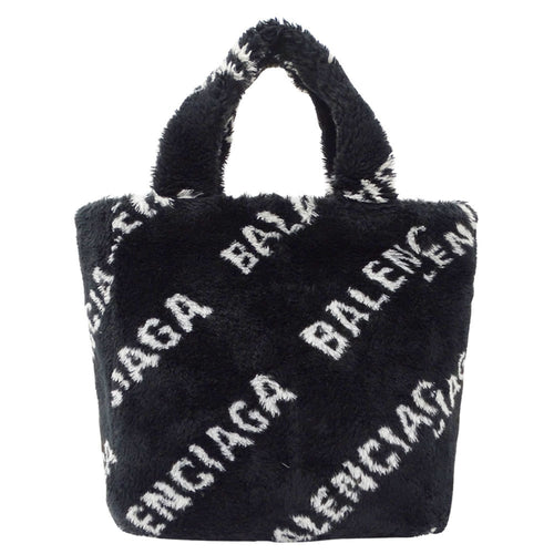 Balenciaga Black Faux Fur Handbag Shoulder