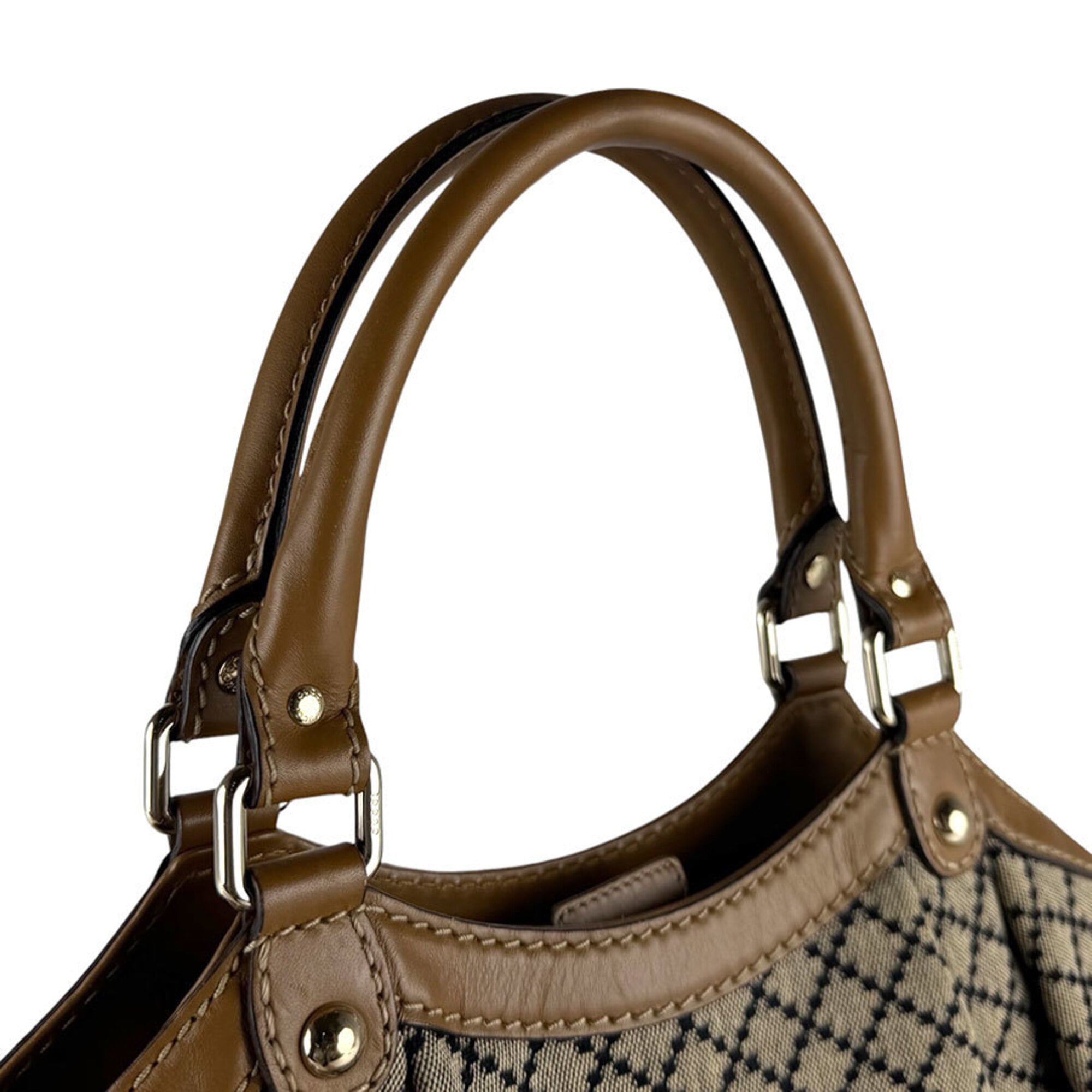 Gucci Brown Canvas Leather Handbag (Pre-Owned)