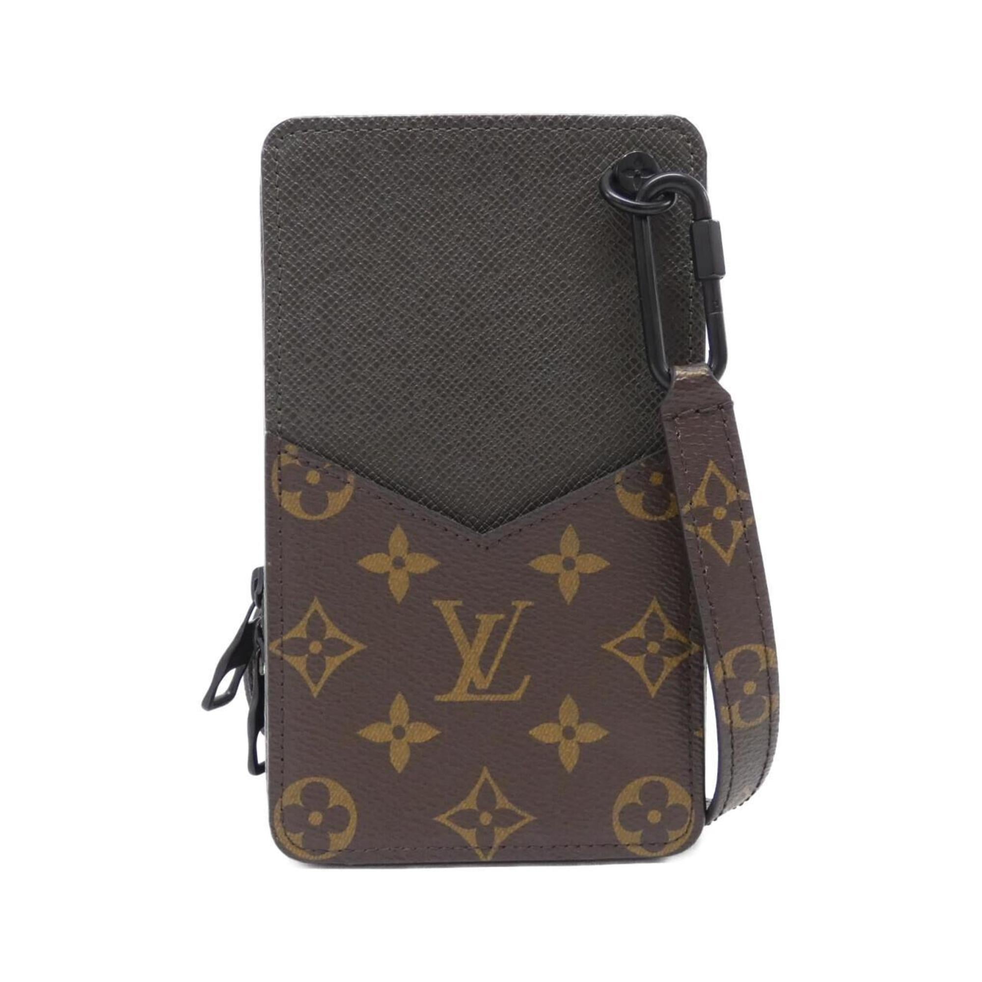 Louis Vuitton Black Khaki Marron Coated Canvas Leather Shoulder Bag