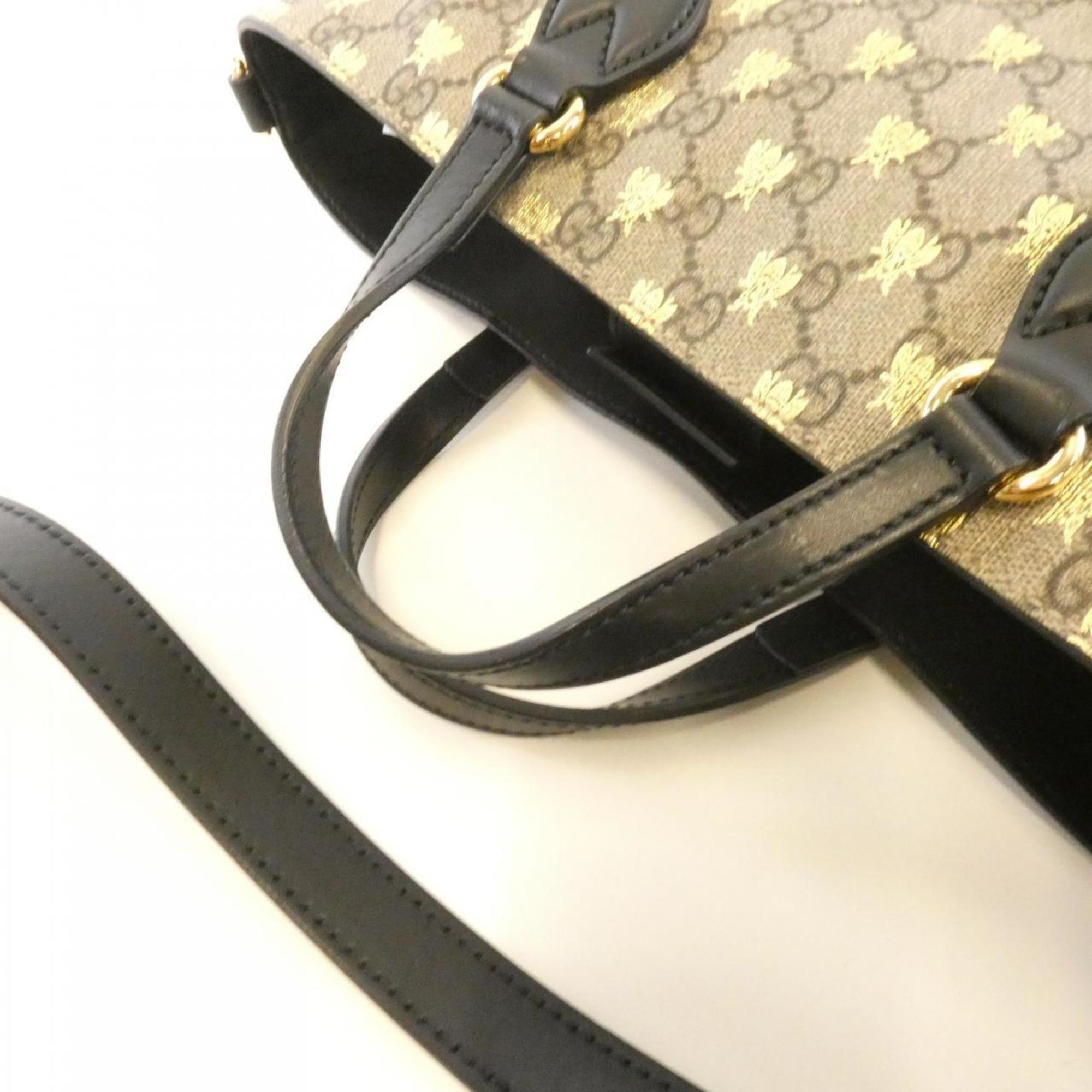Gucci Beige Black Gg Supreme Handbag (Pre-Owned)