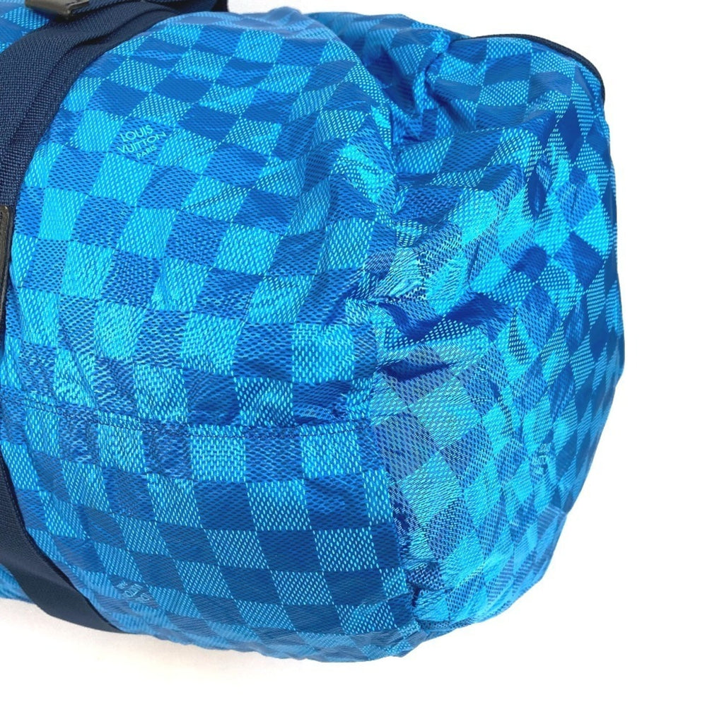 Louis Vuitton Black Blue Leather Nylon Boston Bag Shoulder Bag