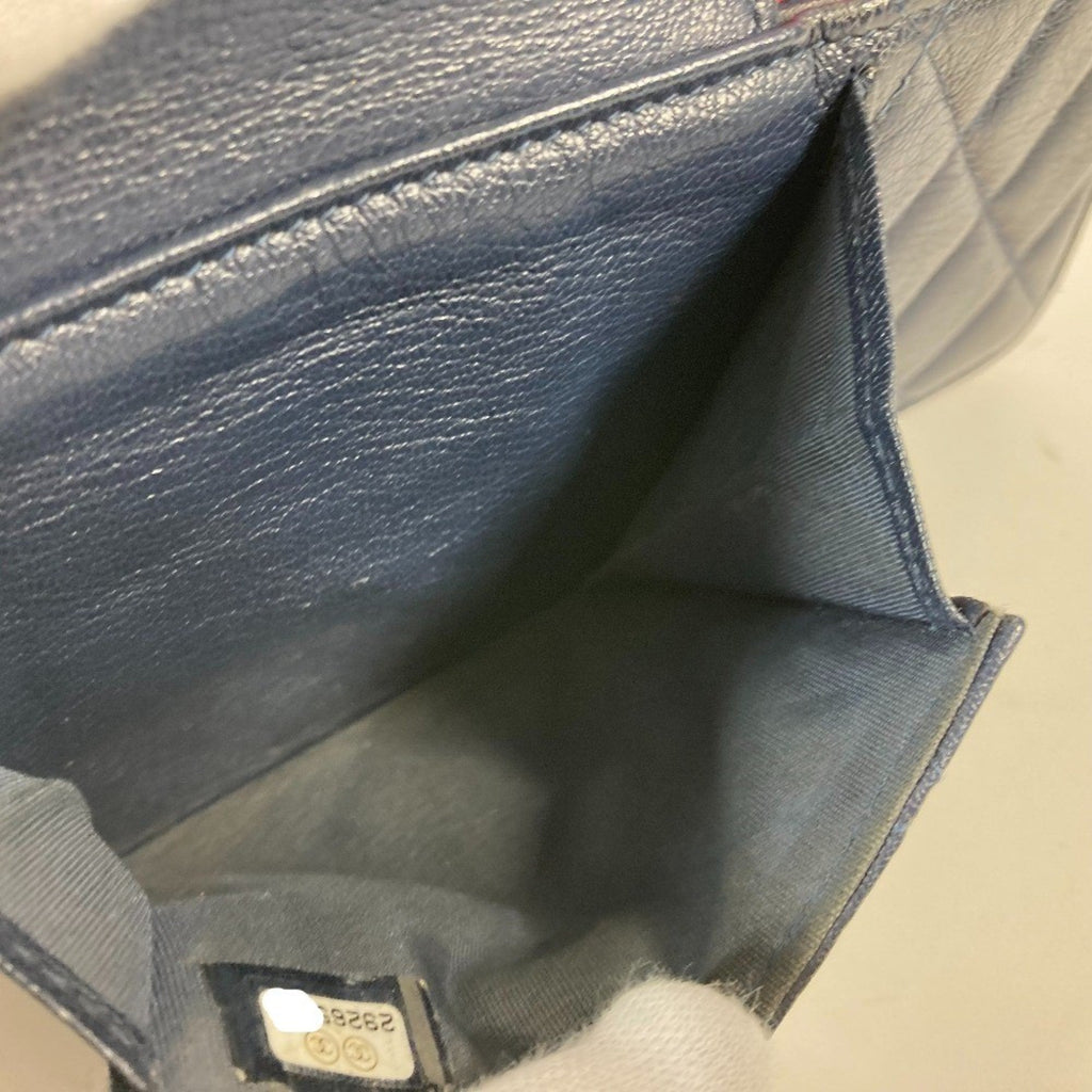 Chanel Navy Pink Grained Calfskin Pochette Shoulder Bag