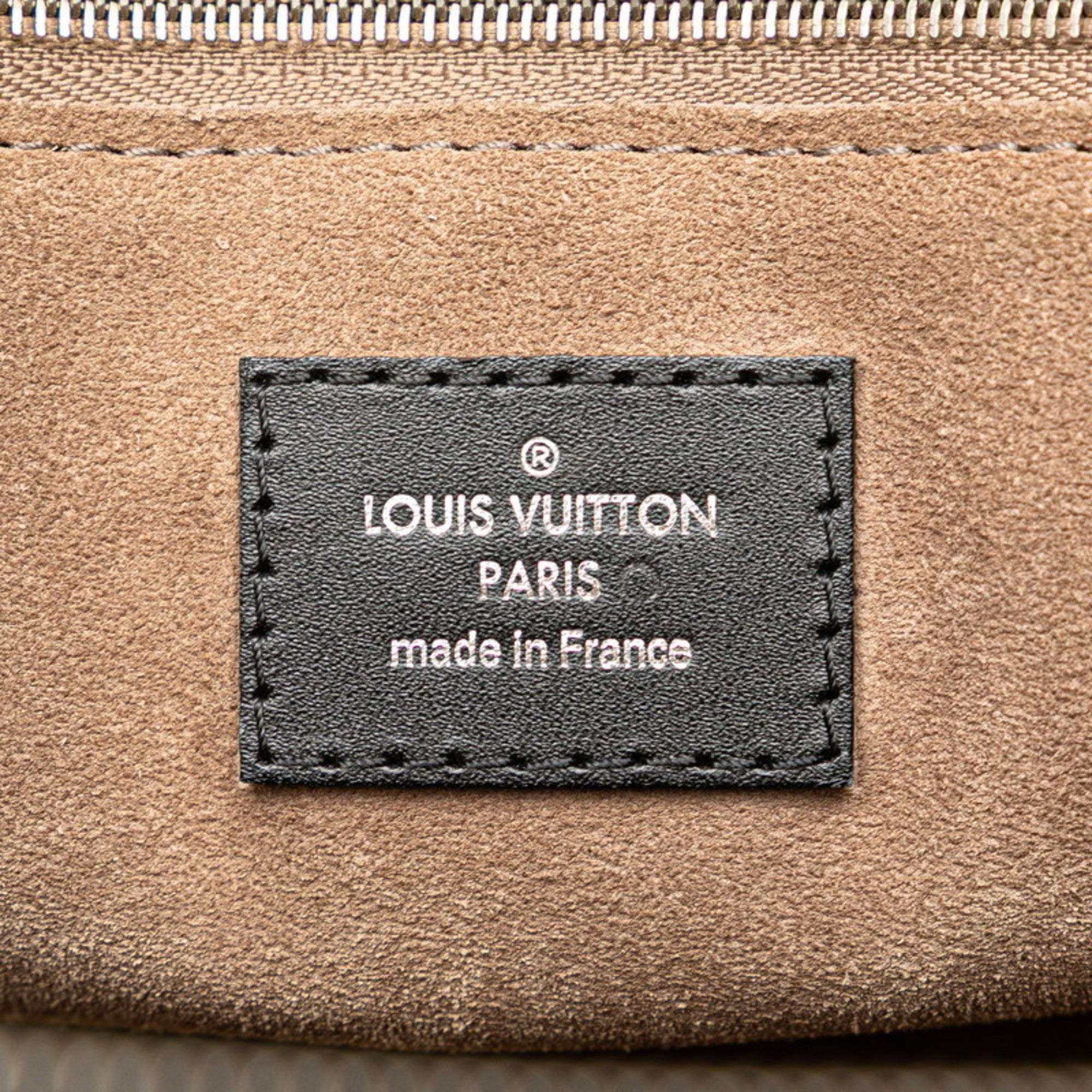 Louis Vuitton Dark Brown Off-White Leather Handbag