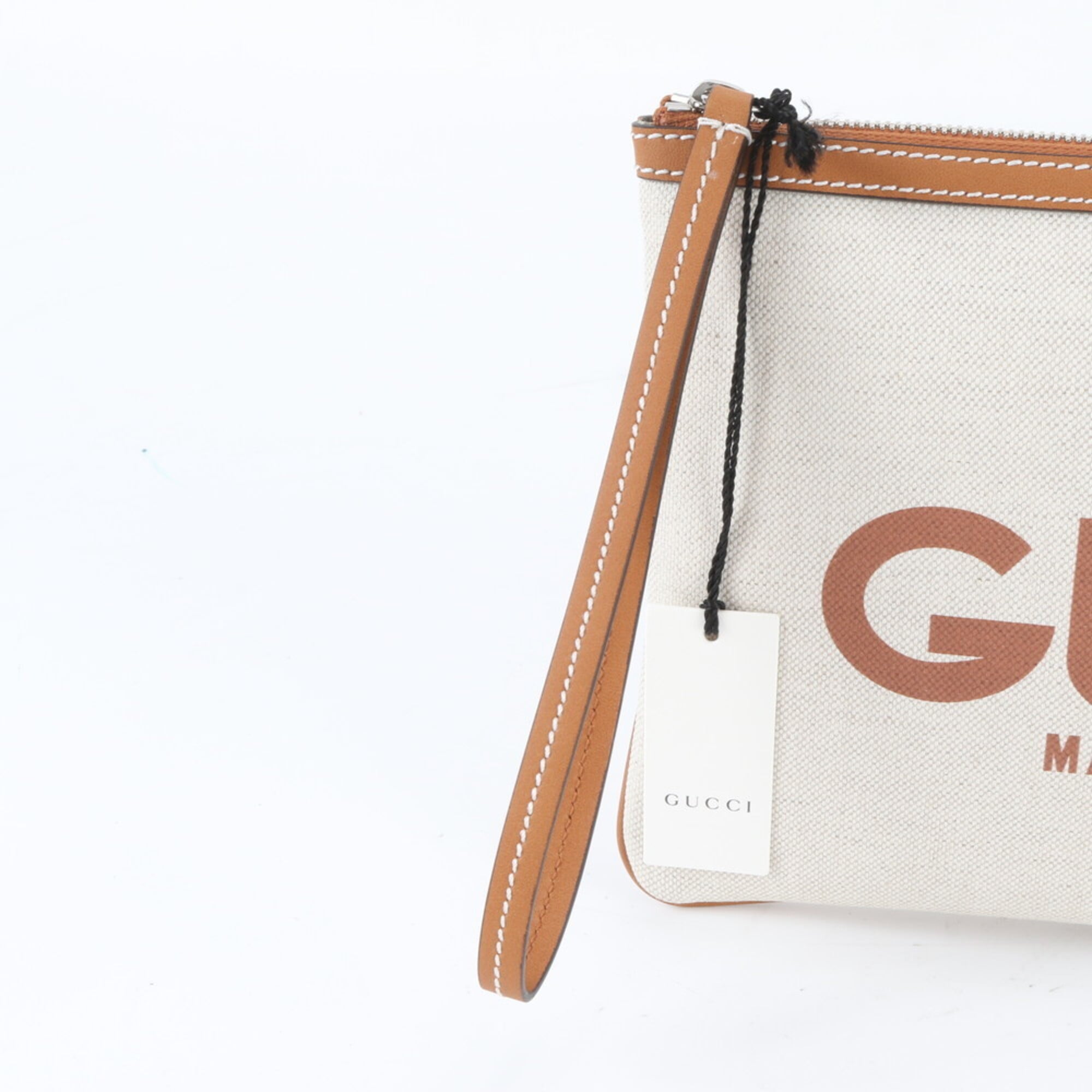 Gucci Beige Leather Canvas Handbag (Pre-Owned)