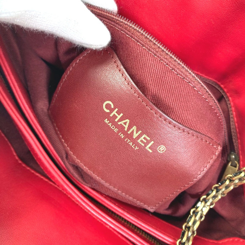 Chanel Red Leather Shoulder Bag