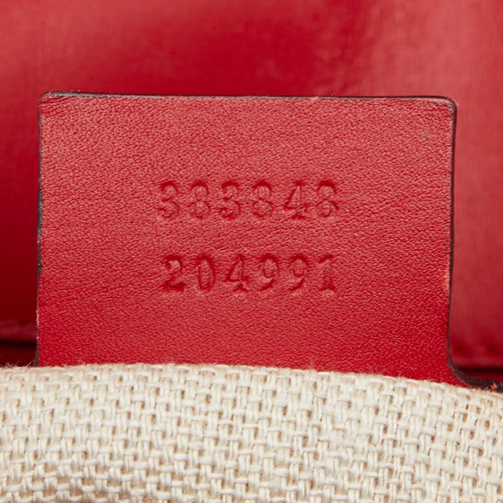 Gucci Beige Red Color Canvas Leather Shoulder Bag (Pre-Owned)