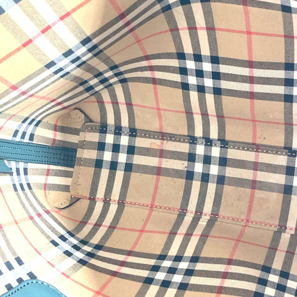 Burberry Blue Khaki Leather Shoulder Bag Tote Bag