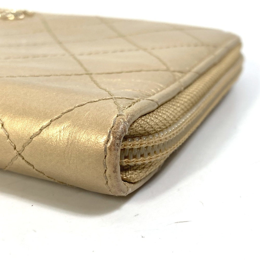 Chanel Gold Leather Long Wallet (Bi-Fold)