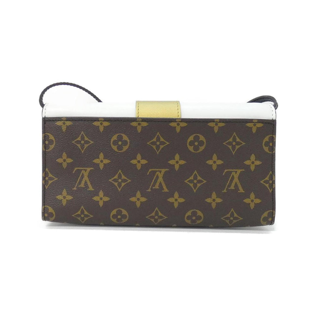 Louis Vuitton Marron White Coated Canvas Leather Handbag Pochette