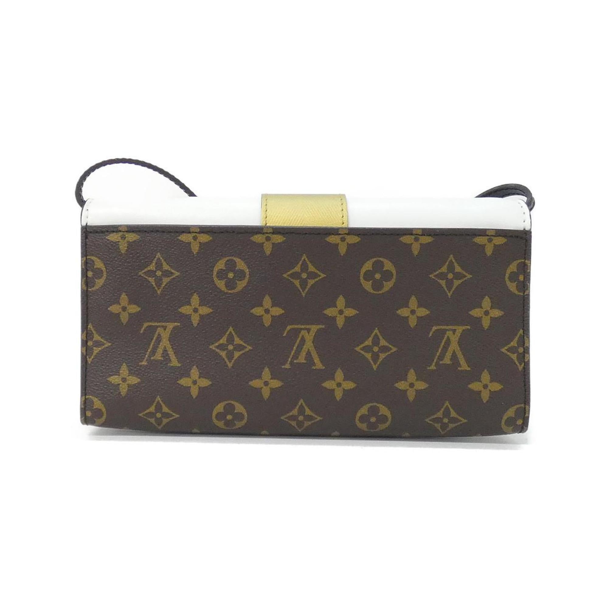 Louis Vuitton Marron White Coated Canvas Leather Handbag Pochette
