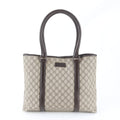 Gucci Beige Brown Leather Coated Canvas Handbag Shoulder Bag Tote Bag (Pre-Owned)