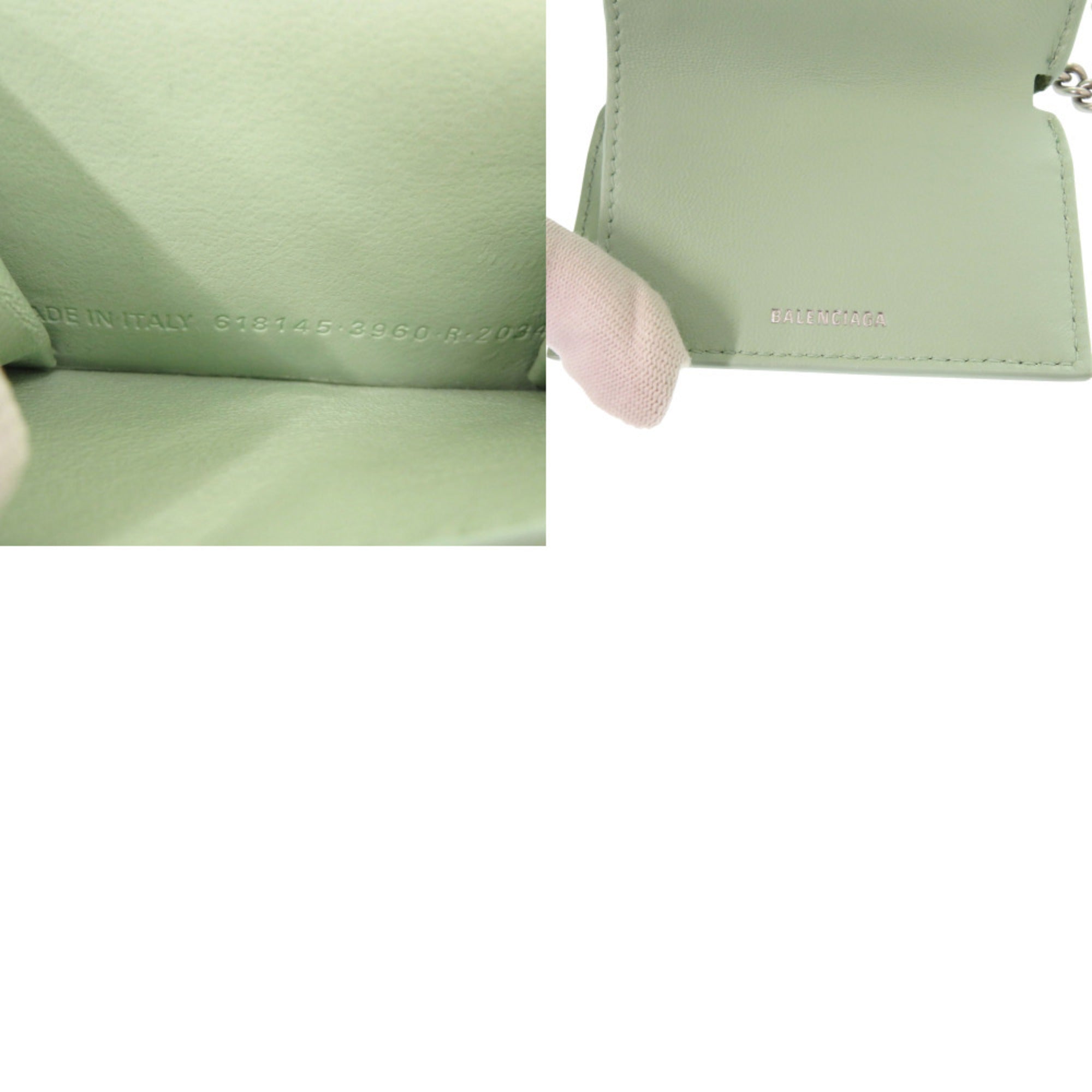 Balenciaga Green Leather Chain/Shoulder Wallet