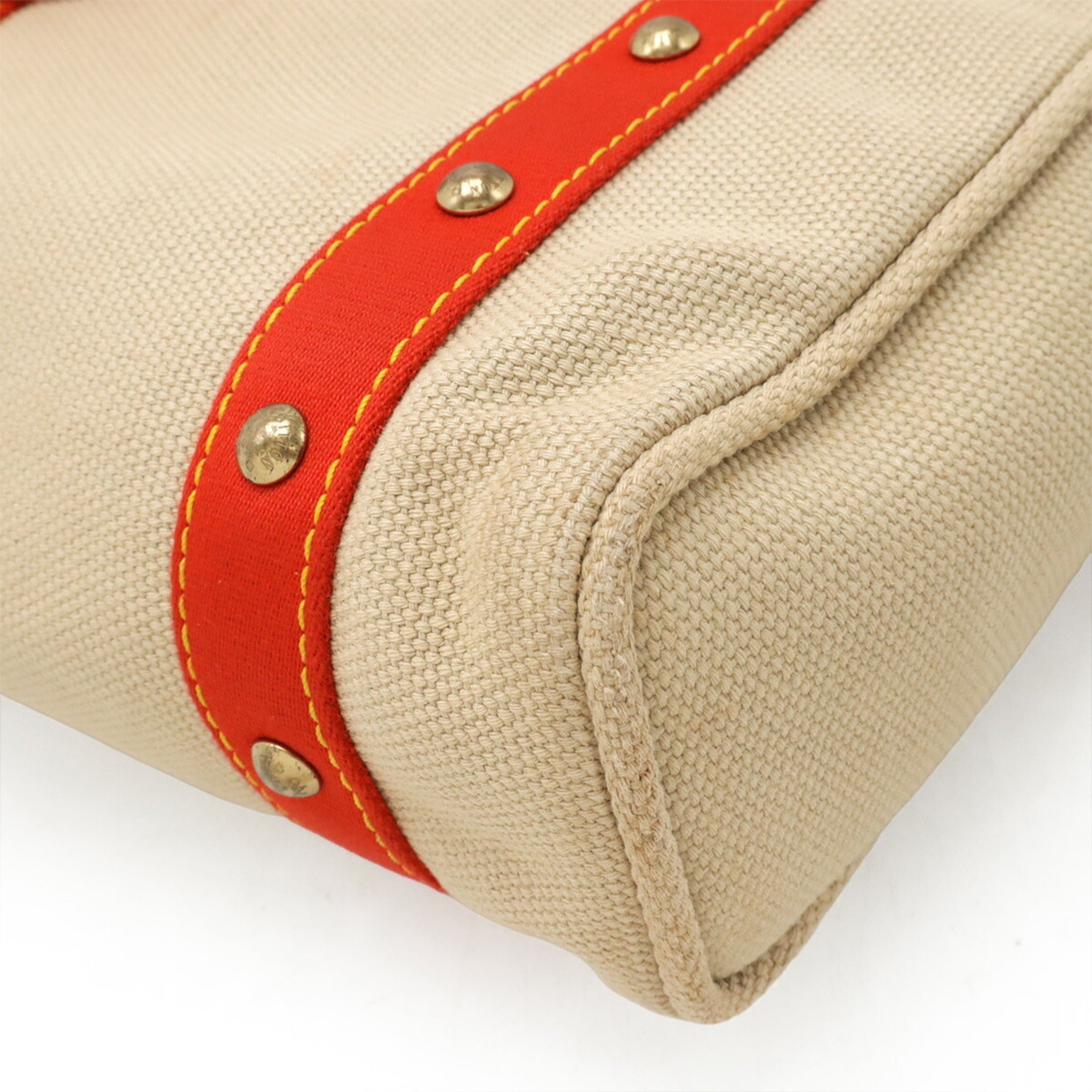 Louis Vuitton Beige Red Color Canvas Shoulder Bag Tote Bag