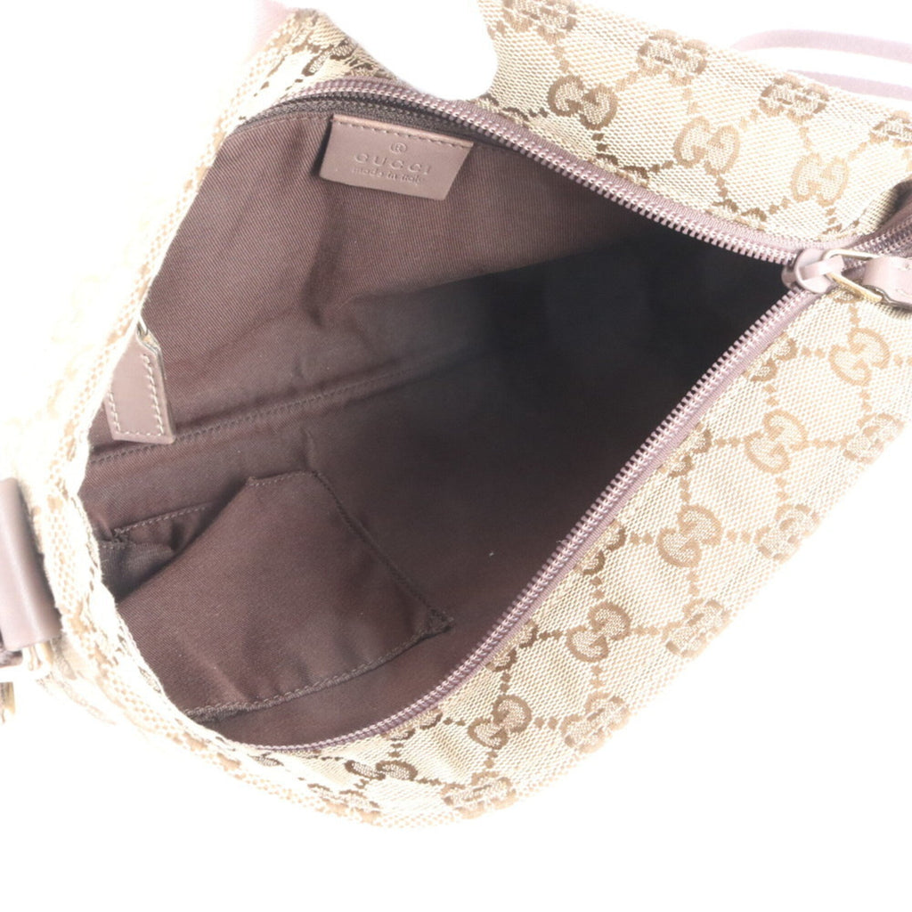 Gucci Beige Brown Pink Leather Canvas Handbag Shoulder Bag Tote Bag (Pre-Owned)