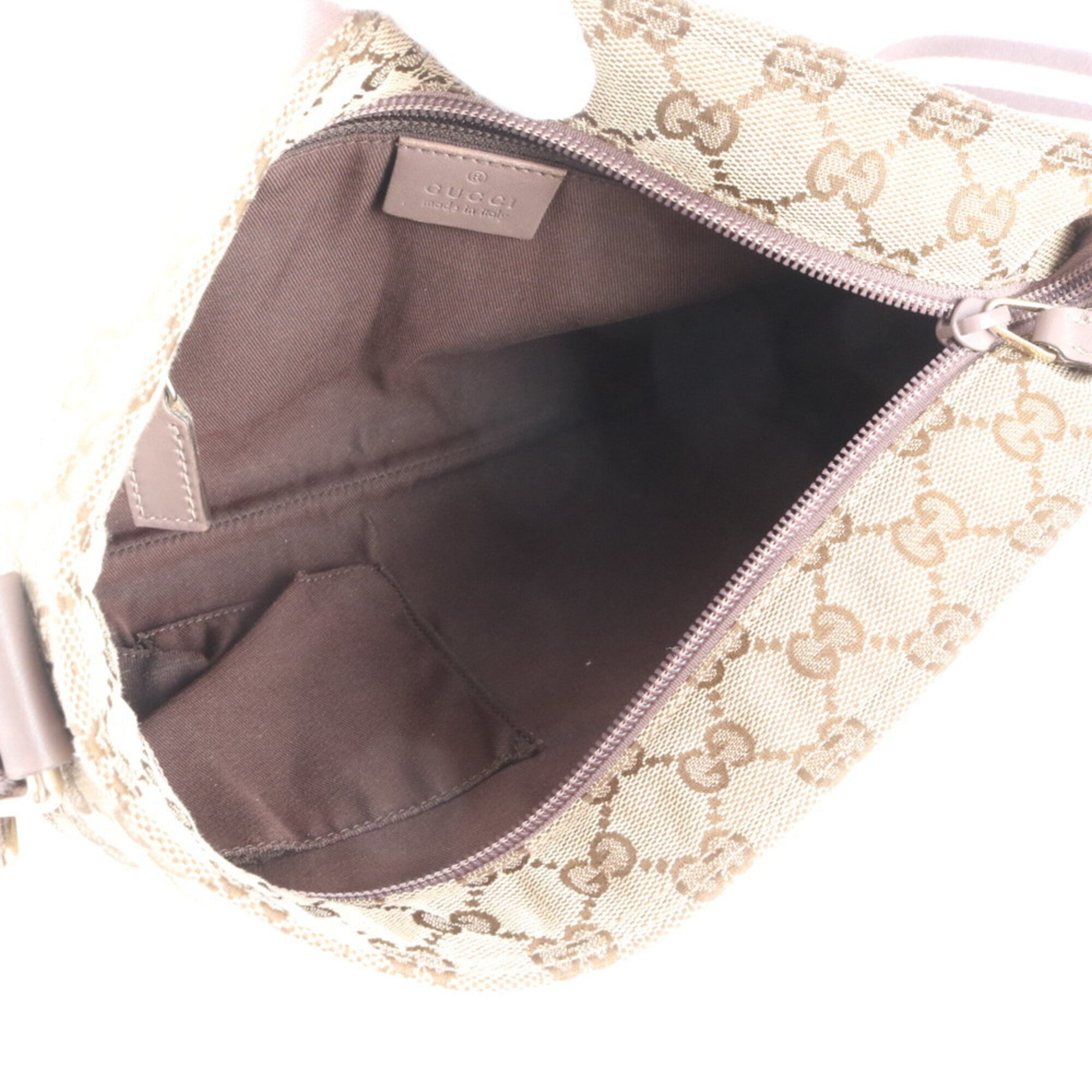 Gucci Beige Brown Pink Leather Canvas Handbag Shoulder Bag Tote Bag (Pre-Owned)
