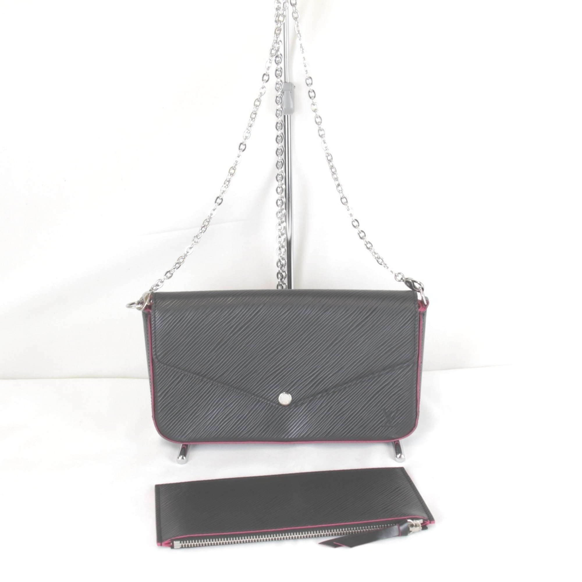 Louis Vuitton Black Pink Epi Leather Pochette Pouch