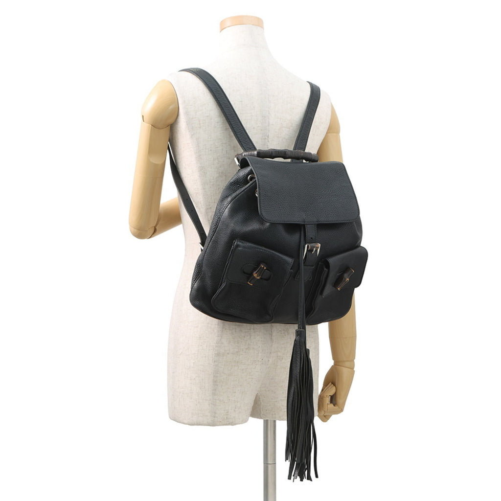 Gucci Black Leather Backpack Handbag (Pre-Owned)