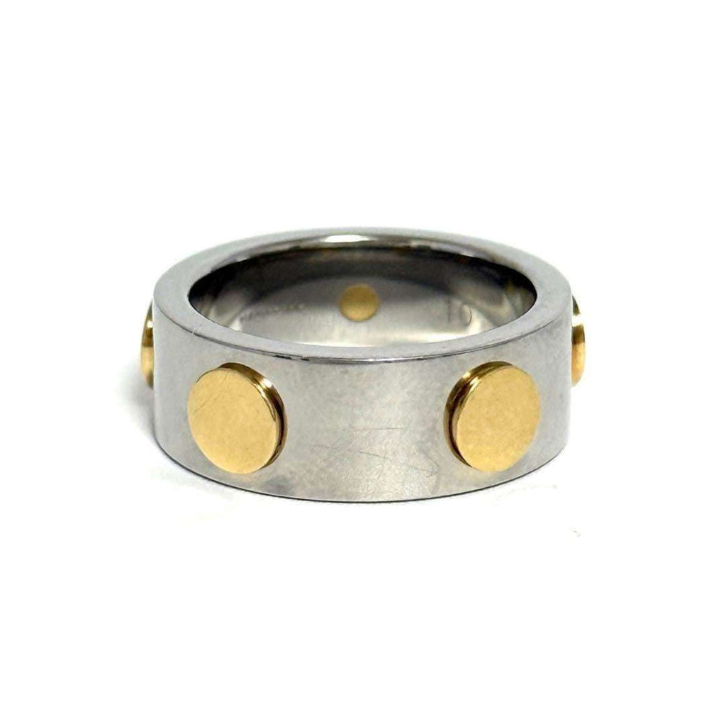 Gucci Stainless Steel Yellow Gold Band Ring (Pre-Owned)