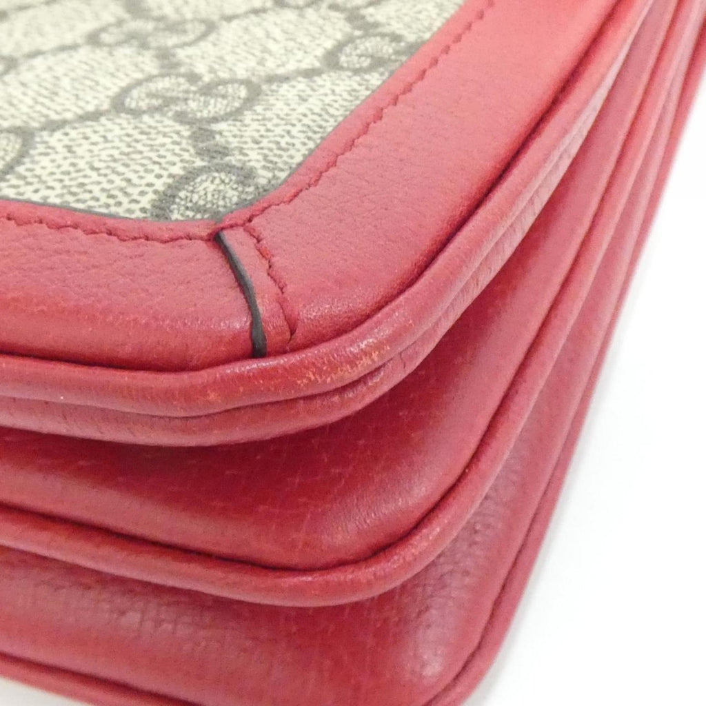 Gucci Beige Red Color Gg Supreme Shoulder Bag (Pre-Owned)
