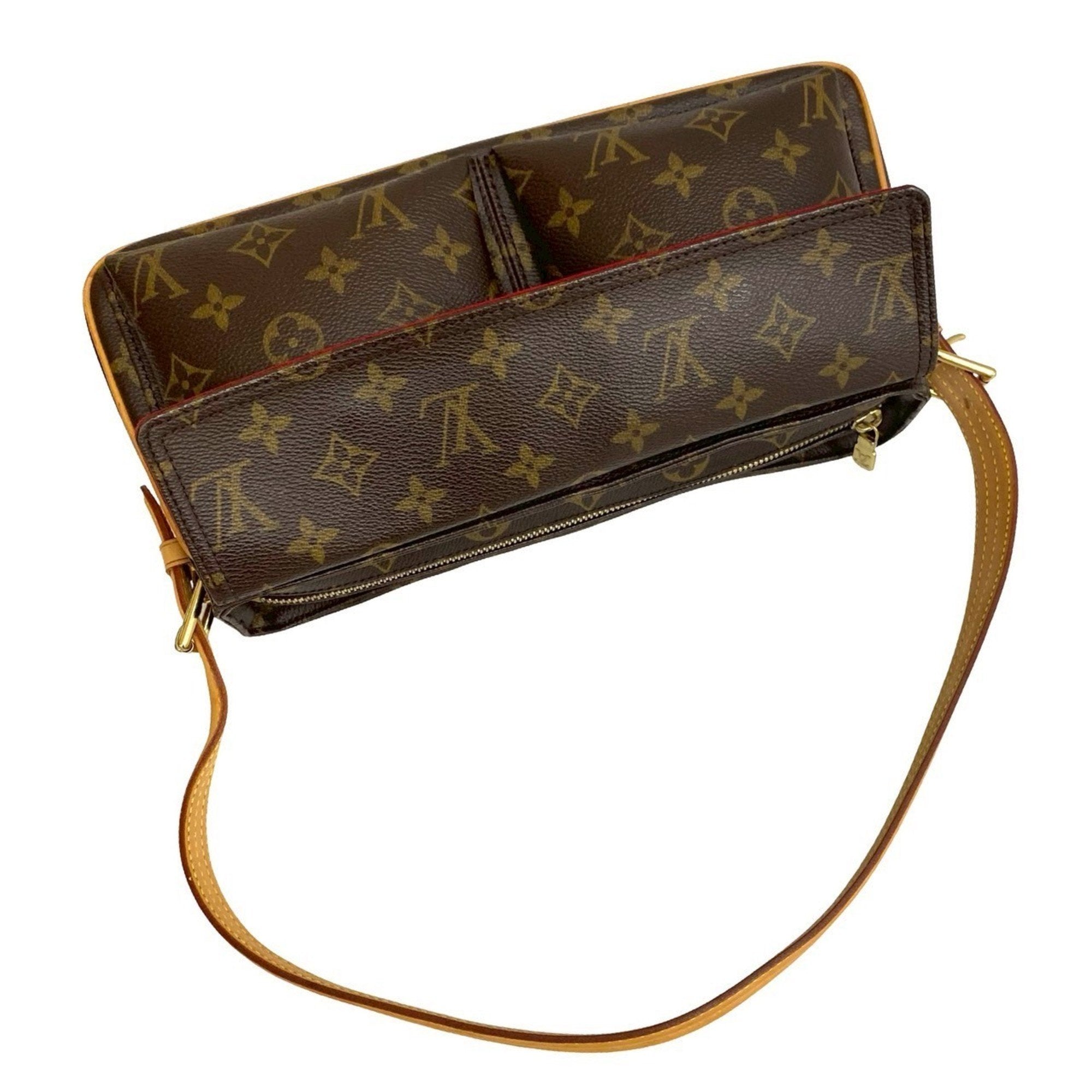 Louis Vuitton Brown Leather Pvc Shoulder Bag Tote Bag