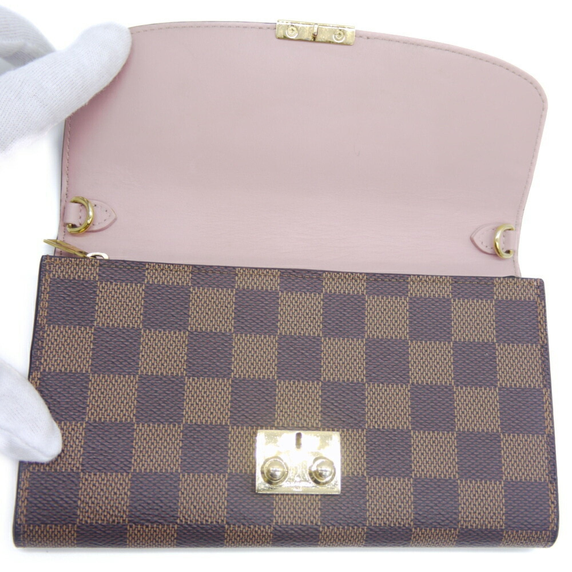 Louis Vuitton Magnolia Damier Canvas Leather Chain/Shoulder Wallet