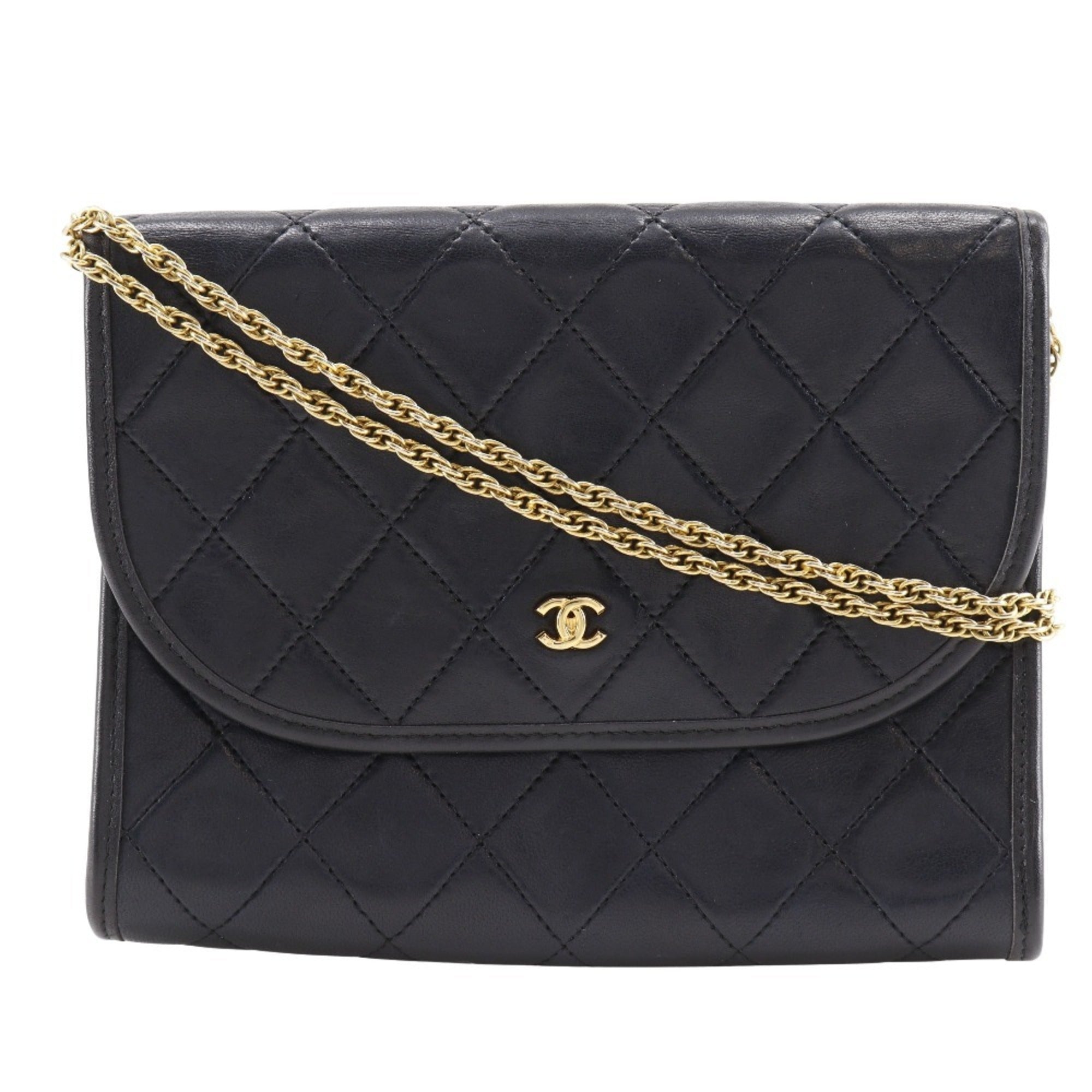 Chanel Black Leather Pochette Shoulder Bag