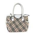 Burberry Beige White Leather Nylon Canvas Handbag