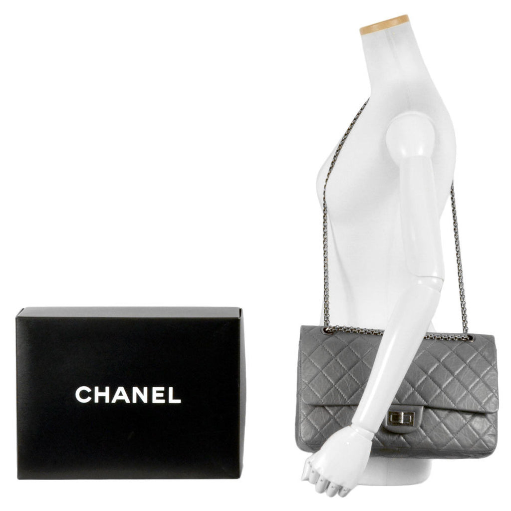 Chanel Gray Leather Shoulder Bag