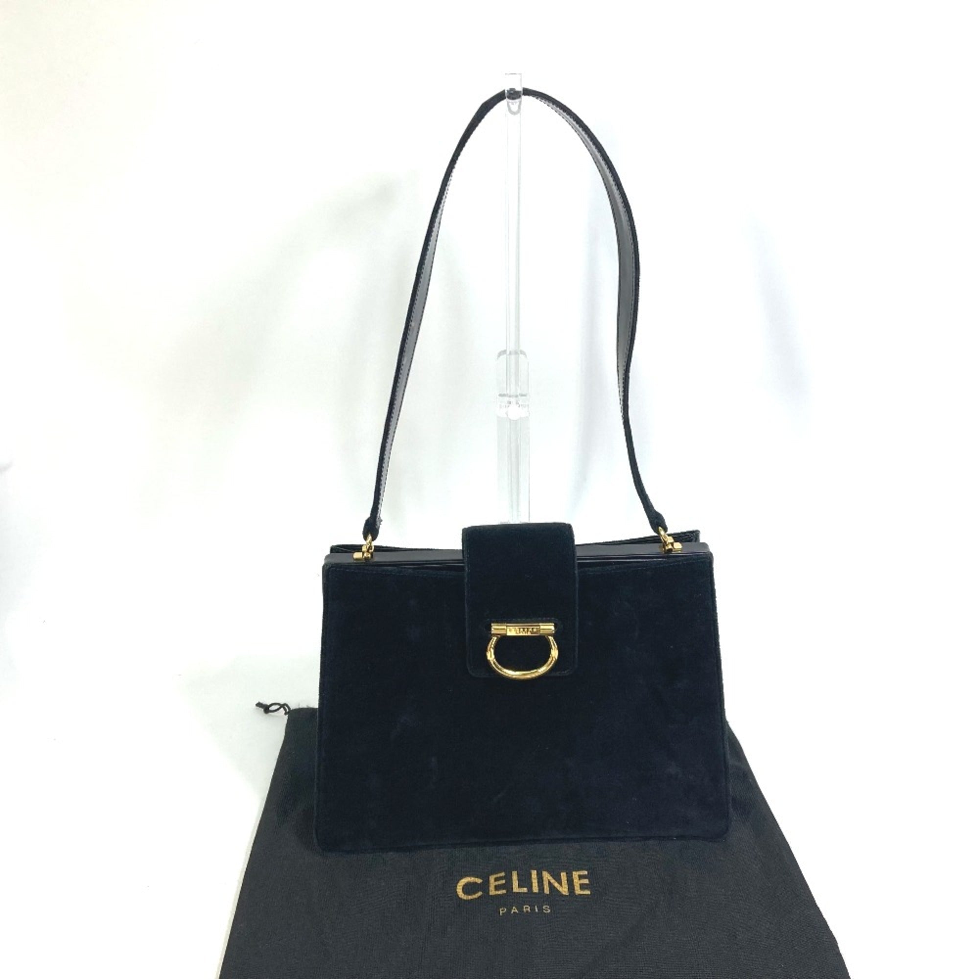 Celine Black Leather Shoulder Bag