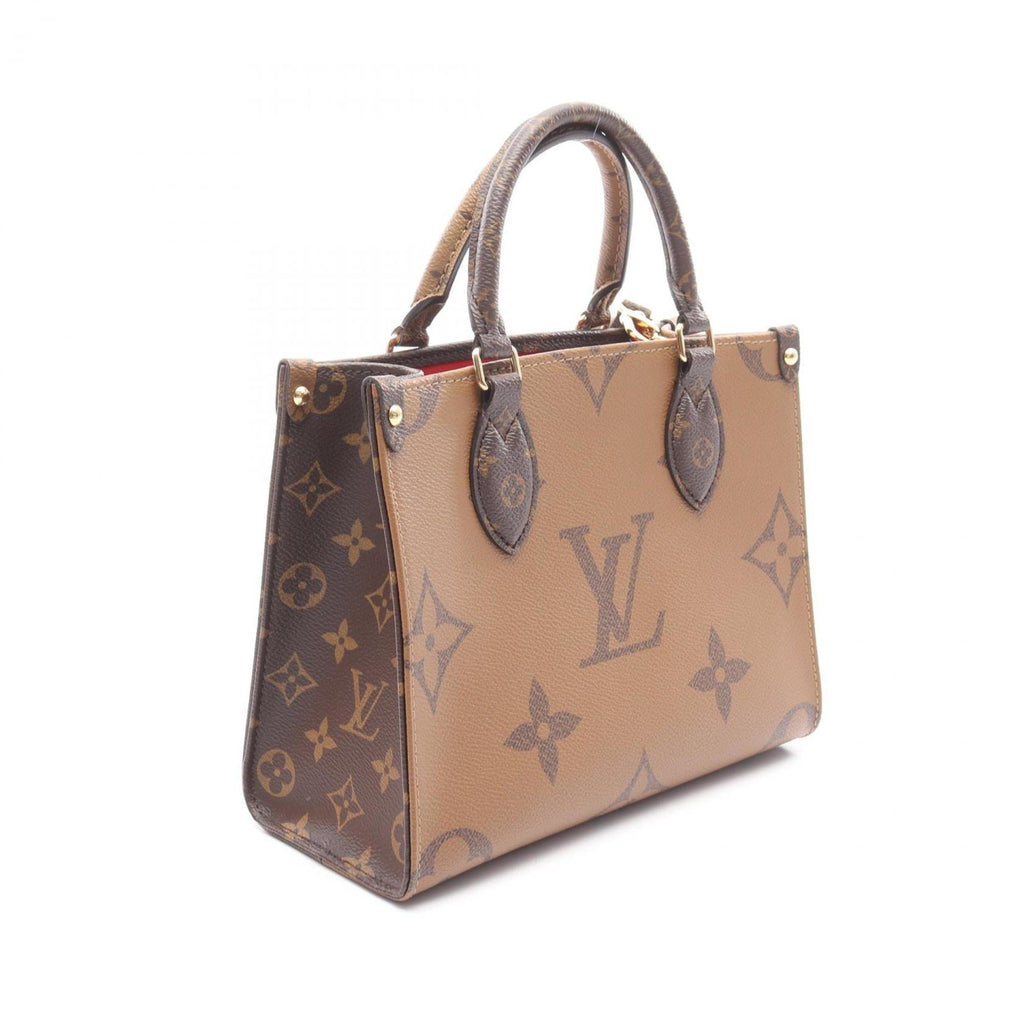 Louis Vuitton Beige Brown Coated Canvas Pvc Leather Monogram Reverse Handbag