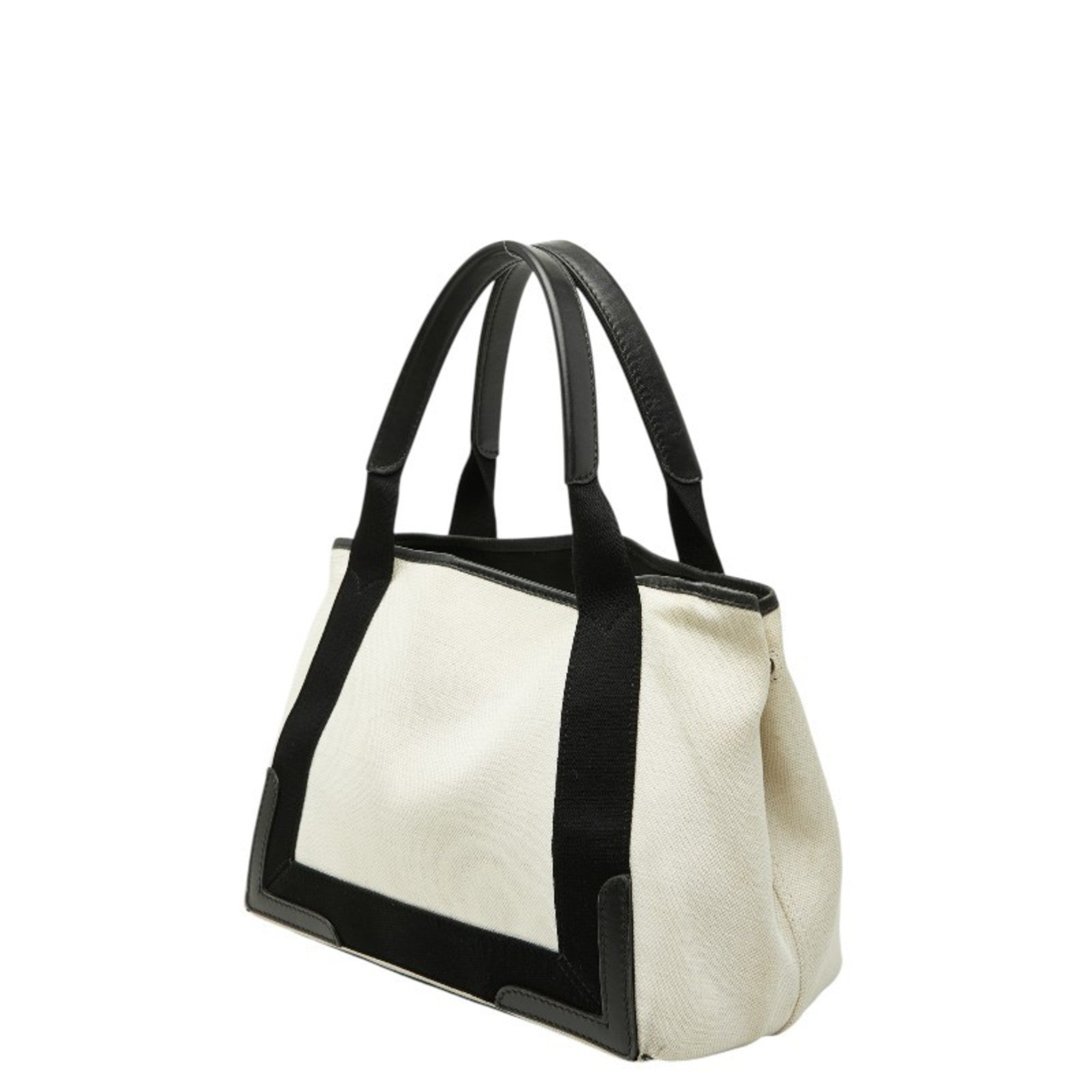 Balenciaga Black White Canvas Leather Handbag Pouch Tote