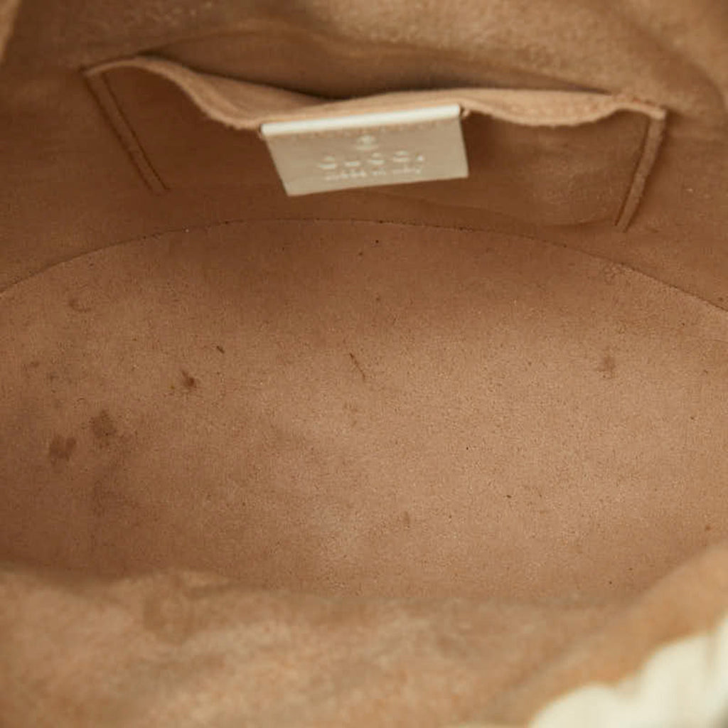 Gucci Beige Leather Canvas Shoulder Bag (Pre-Owned)