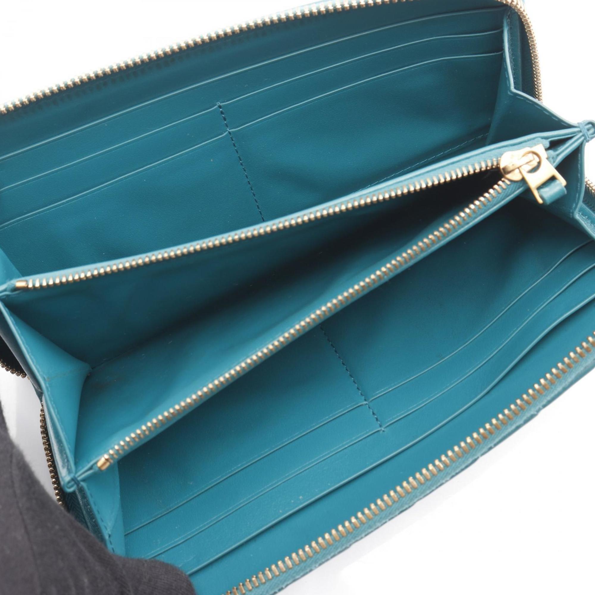 Bottega Veneta Green Leather Long Wallet (Bi-Fold)