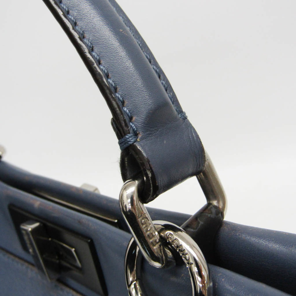 Fendi Peekaboo Blue Leather Handbag Shoulder Bag