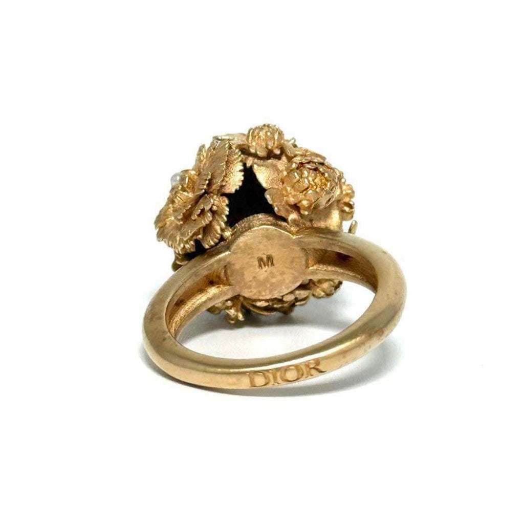 Christian Dior Pink Gold Artificial Pearl Metal Band Ring (Pre-Owned)